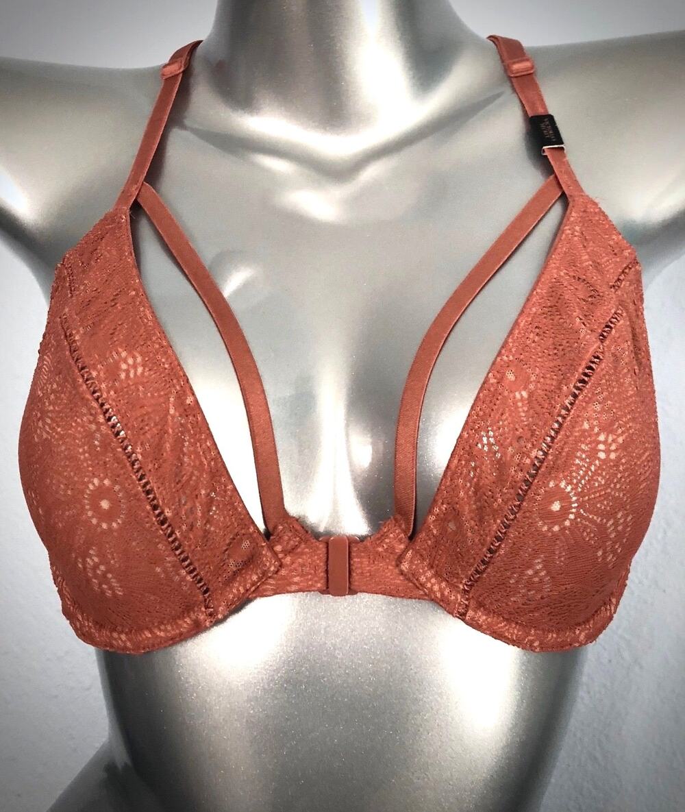 Victoria's Secret Very Sexy Front Close Racerback Ginger Glaze Unlined Bra 32C